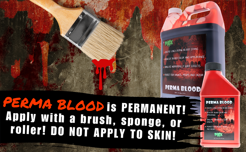 Perma Blood 16 Oz - PERMANENT Fake Blood! Perfect for Haunts, Gore, and Props!