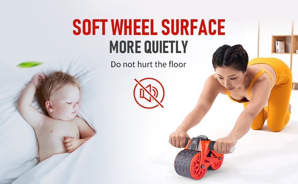 Wheel Roller Automatic Rebound with Knee Pad Mat,Core Muscle Ab Trainer with Int