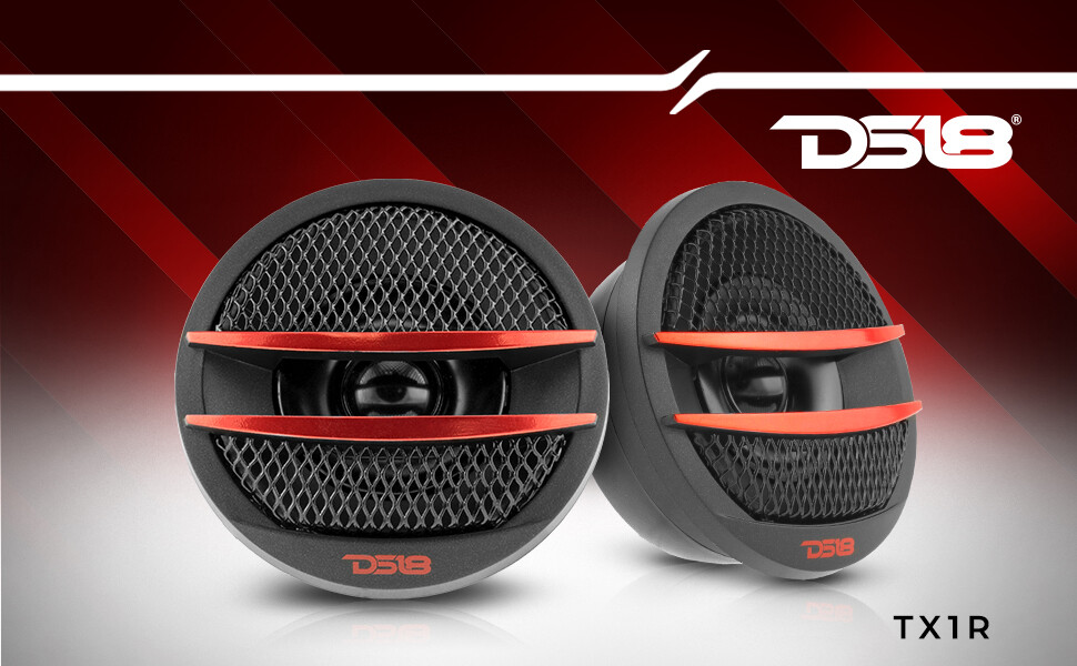 DS18 TX1S Car Audio 2" Super Tweeter Build In Crossover - 200 Watts Pair Red