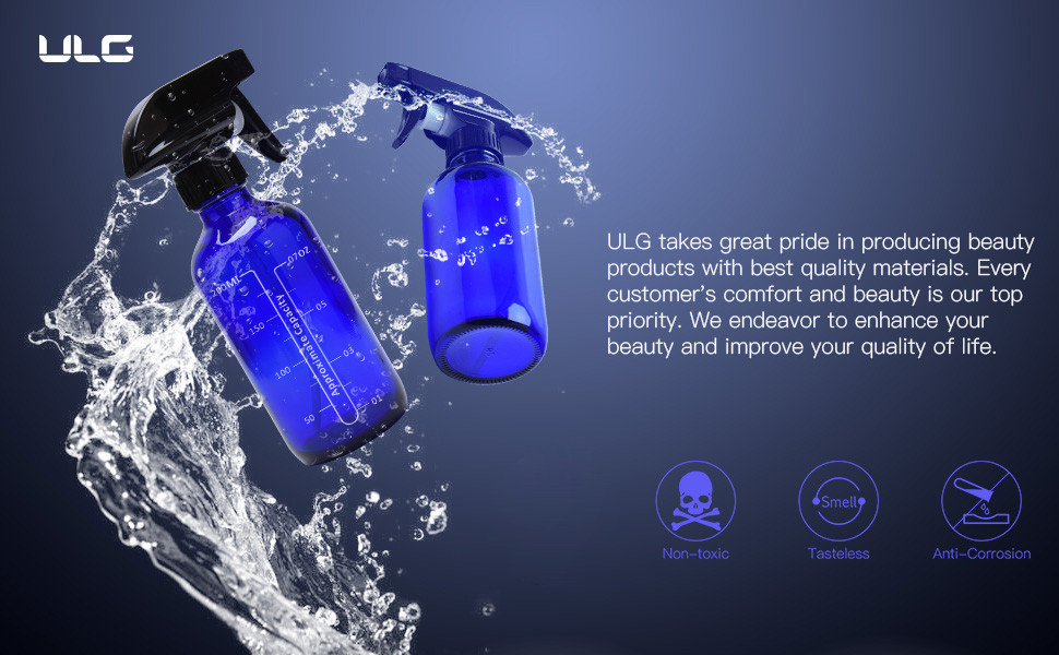 Blue Glass Bottles 8 oz Boston Round Spray Bottles for Essential Oils Heavy Duty