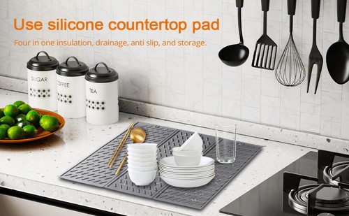 Silicone Draining Board Mat Dish Drying Mat Folding Draining Mat Pad Drainer Mat