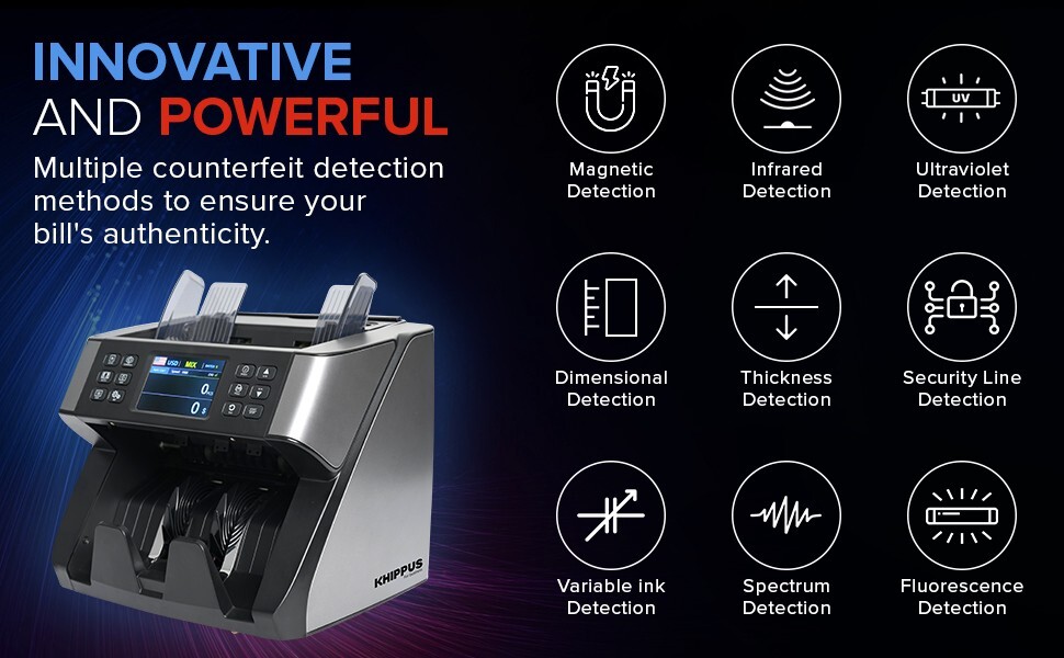 Money Bill Counter Machine Mixed Value Denomination Counting KHIPPUS Pro5500