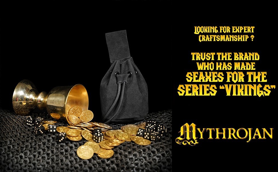 Medieval Drawstring Belt Pouch Accessory Jewelry Cosplay Costume Bag Black