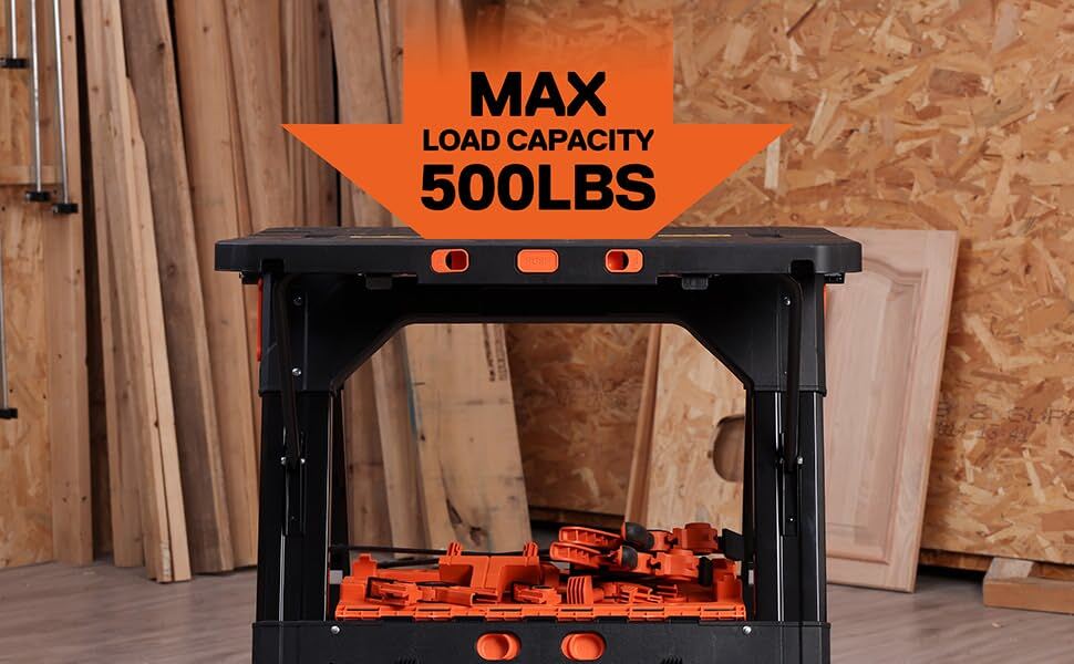 Pony 2-in-1 Work Bench Portable with 4pc Clamp 4pc Bench Dog, 2pc Safety Strap