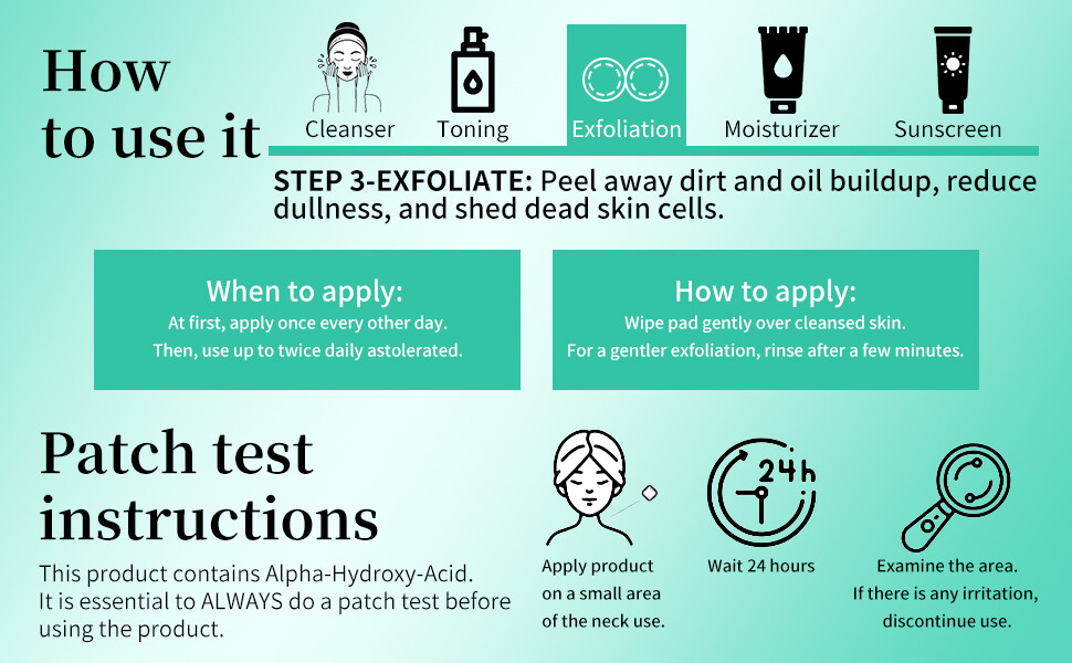 35% Glycolic Acid Facial Exfoliating Peel 50 Pads AHA Green Tea Top Seller Trend