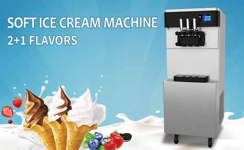 TECSPACE 20-28L/H Commercial Soft Ice Cream Machine 2450W Frozen Yogurt Maker