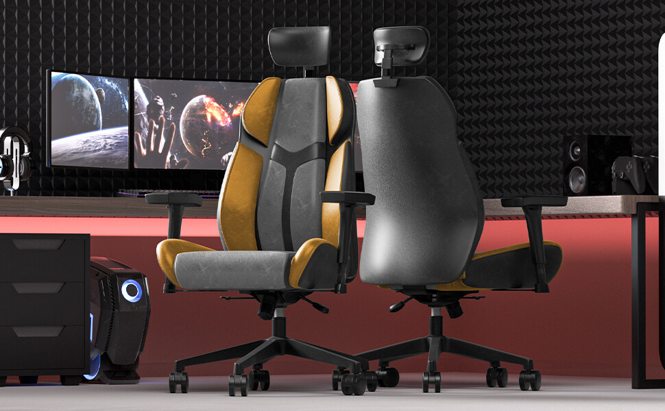 Gaming Chair High Back Ergonomic Racing Chairs PU Leather Computer Chair Yellow