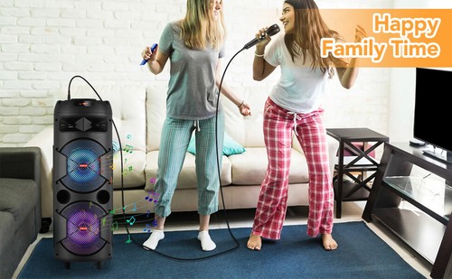 6000W Portable Bluetooth Speaker Sub woofer Heavy Bass Sound Party System & Mic