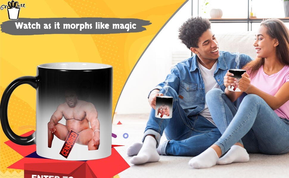 Heating Changing Color Sensitive Cup Barry Wood Coffee Mug Novelty Funny Gift