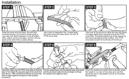 AN4/AN6/AN8/AN10/AN12 PTFE Hose End Fitting Adapter for PTFE Hose Line Universal