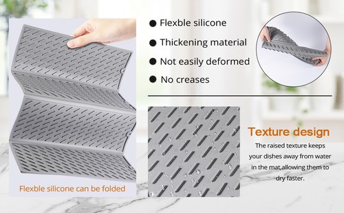 Silicone Draining Board Mat Dish Drying Mat Folding Draining Mat Pad Drainer Mat