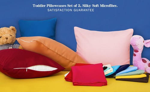Toddler Travel Pillowcases 2PCS Silky Soft Microfiber Zippered Kid Pillow Cases
