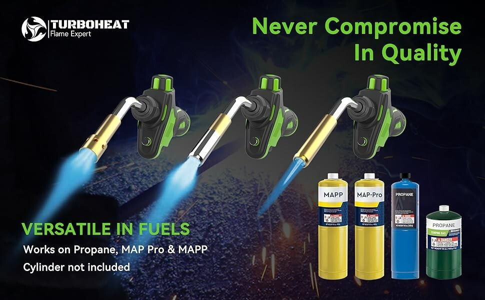 Propane Torch Head 3xNozzle Auto Trigger Start MAPP MAP Gas Blow Torch Soldering