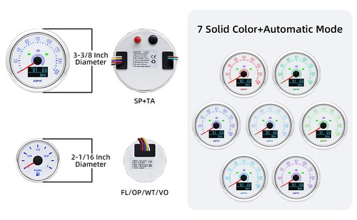 6 Gauge Set 85mm White GPS Speedometer 160MPH Tacho&52mm Fuel/Temp/Oil/Volt US 