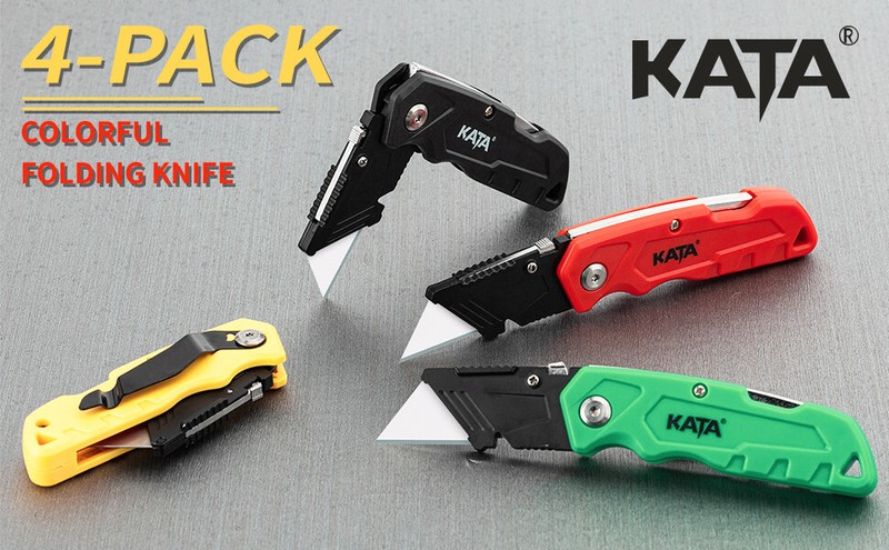 4 Pk Folding Utility Knife Heavy Duty Box Cutter BULK LOT