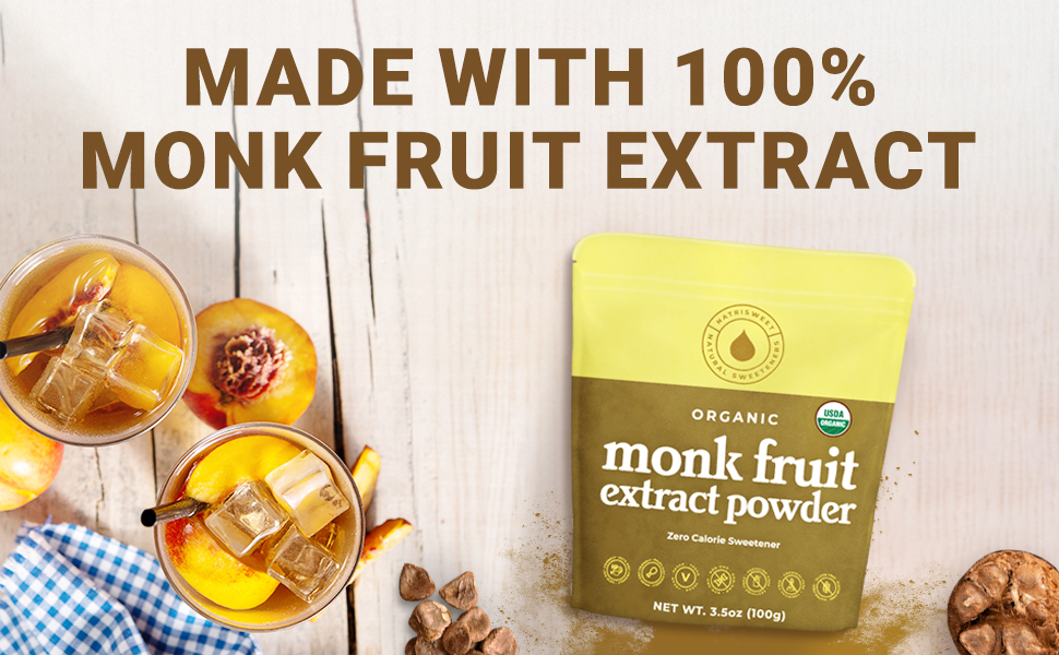 NatriSweet Monk Fruit Extract, 3.5oz, Zero-Carb Sugar Substitute, 322 Servings