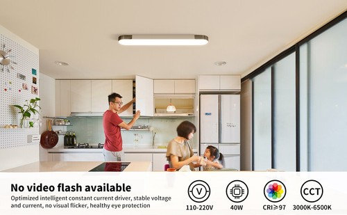 39.4in Dimmable 48W Ceiling Light Modern Acrylic Linear LED Dining Room Kitchen