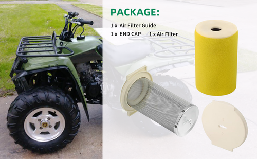 Air Filter & Guide & END CAP For Yamaha Kodiak 400 YFM400 YFM400FW 1993 - 1999