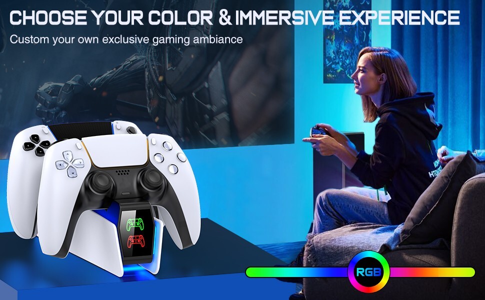 PS5 Controller Charger ,Dual Fast Charging Station for PlayStation5 DualSense US