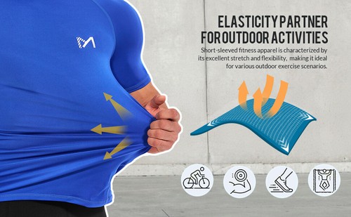 Men's UPF 50+ Swim Shirt slim Compression Shirts Short Sleeve Compression