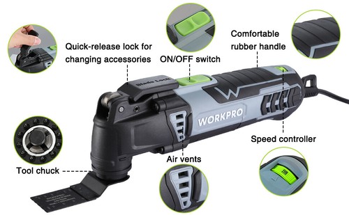 WORKPRO Oscillating Multi-Tool Kit Corded Quick-Lock Replaceable Oscillating Saw
