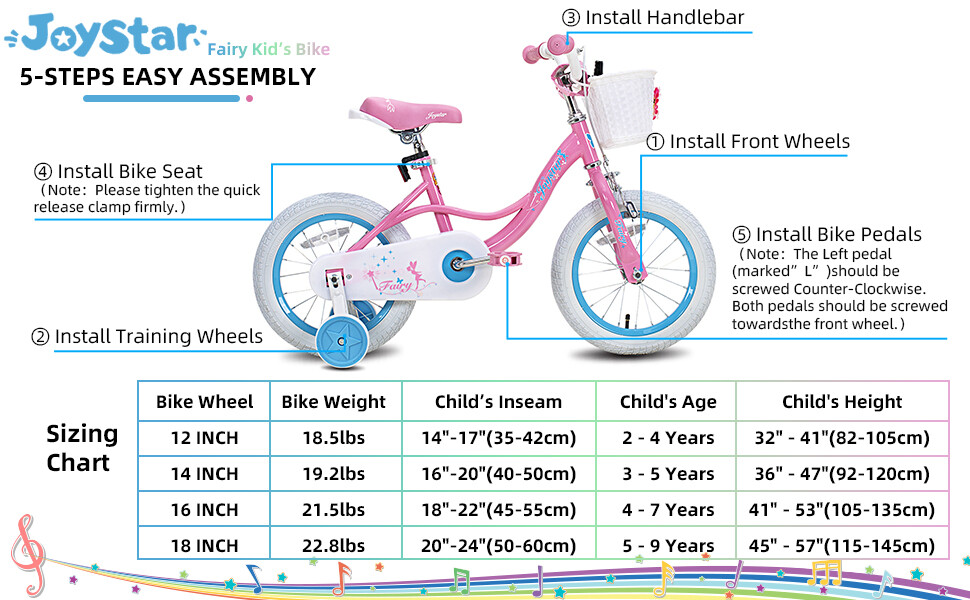 JOYSTAR 12-18 Inch Kids Bike Age 2-8 Years Old Stabilizer basket Toddlers Bike