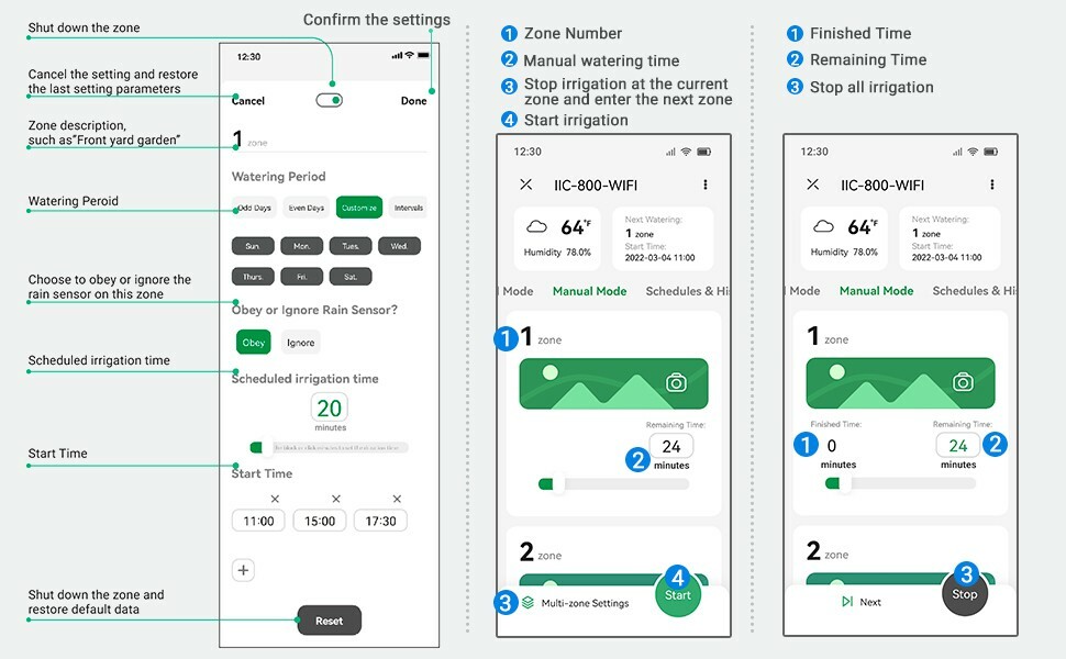 Lawn Smart Sprinkler Controller Watering Timer 8 Stations WiFi Irrigation System