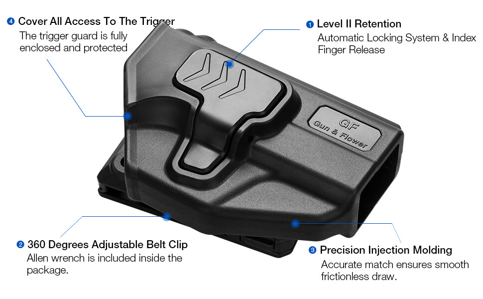 OWB Holster Fit Glock 43 Glock 43X, Fit 1.5'' 1.75'' 2.0'' 2.25'' Belt,Level II