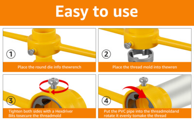 6Pcs PVC Thread Maker Tool Pipe Threader Kit with 1/2 Inch 3/4 Inch 1 Inch beMnq