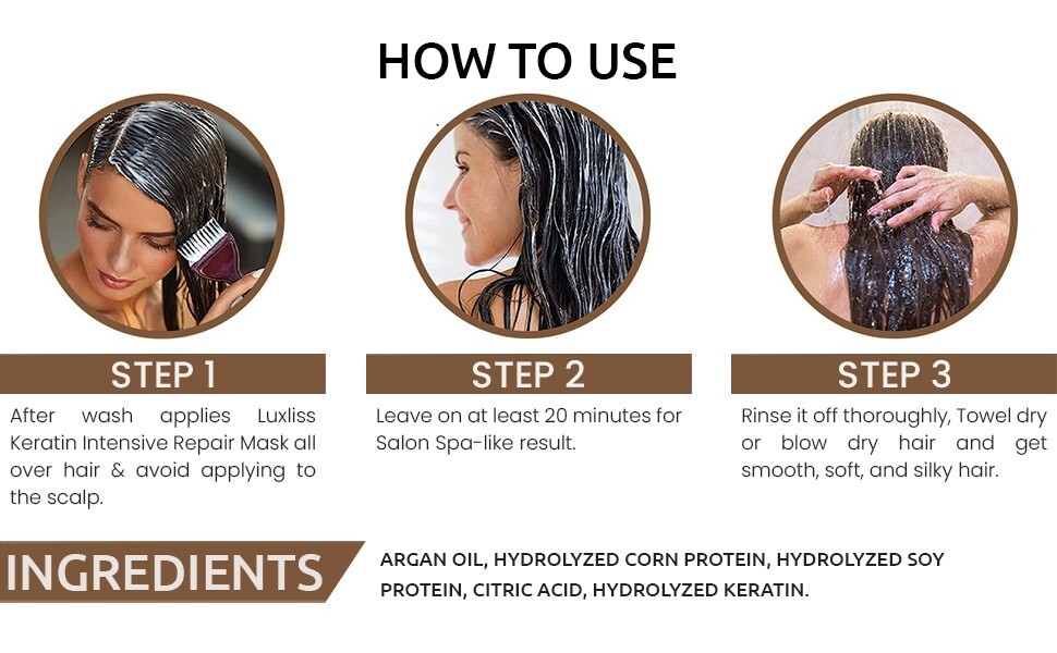 Keratin Hair Mask Professional Hair Repair Treatment Intensive Therapy Luxliss