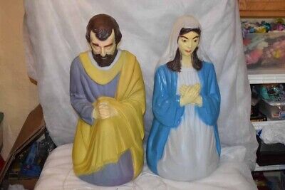 Vintage Empire set Blow Mold Mary Joseph Christmas 27” Working HTF Color GUC