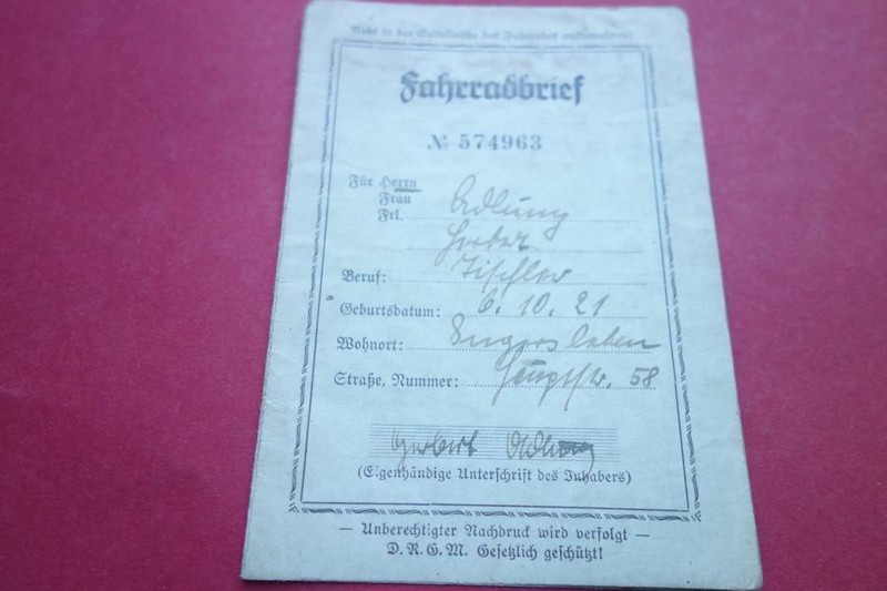 Fahrrad Bicycle Fahrradbrief 1937 Erfurt Fahrradhaus Hilker Rad Herrenrad 