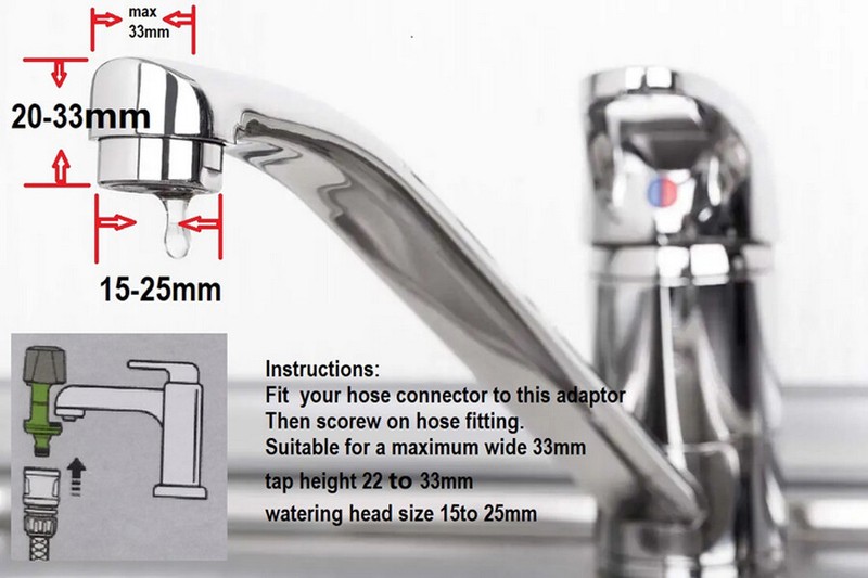 Kitchen Mixer Tap To Garden Hose Pipe Connector Adapter Indoor Outdoor Universal