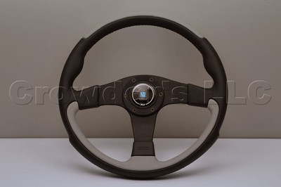 Nardi Steering Wheel Leader 350mm Black Leather / Grey Leather - Black Spokes