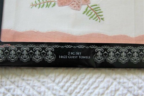 8 BOUTROSS Linen Guest Towels Ecru Applique Embroidered My Secret Garden 92106