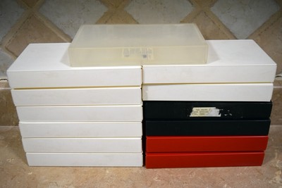 Lot of 13 vintage VHS plastic clamshell video case storage containers (Empty)