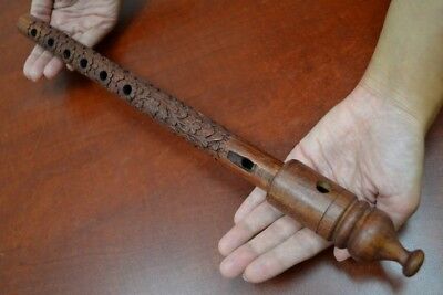 HANDMADE HAND CARVED WOOD WHISTLE FLUTE 16'' #F-301