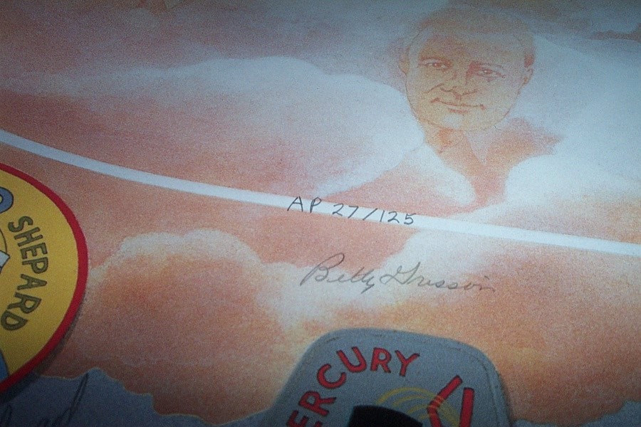 Mercury 7 Print Signed Shepard Glenn Cooper Artist Proof Astronauts Bishop