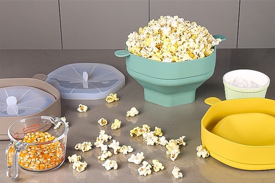 Green Microwave Popcorn Popper Machine Silicone Popcorn Maker