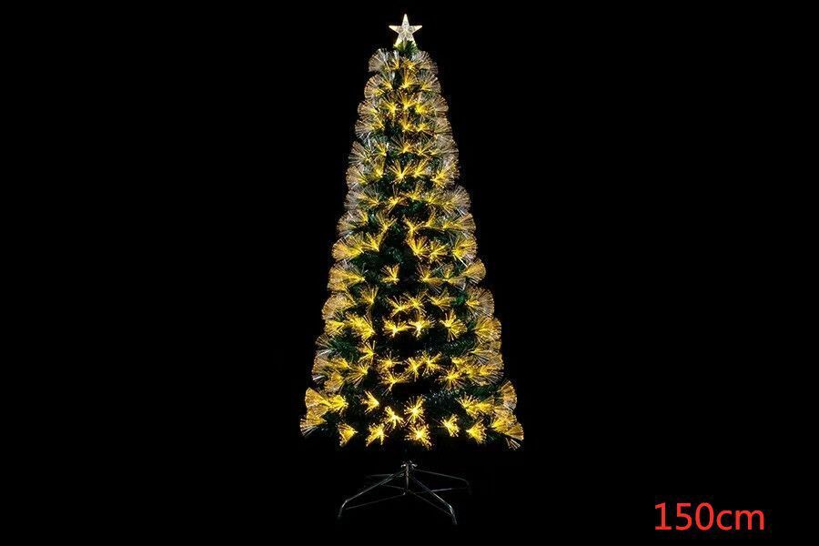 Albero Di Natale 150cm Con Led Fibra Ottica Bianco Caldo 8 Funzioni dfh