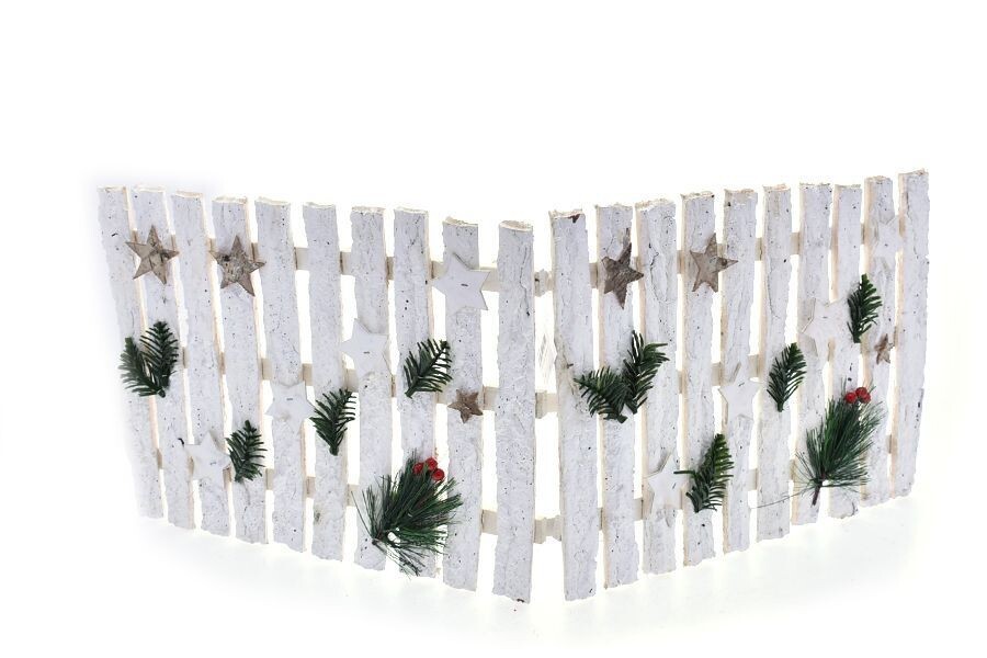 Staccionata In Legno Bianco Stelle Albero Natale Steccato Patio 80x30cm bal