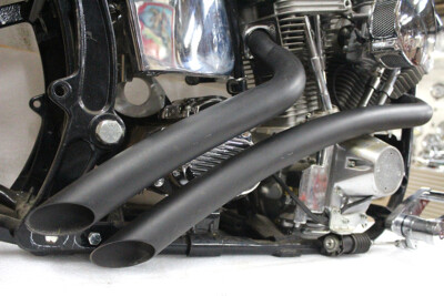 Curved Radius 2 inch Drag Pipe Set Black fits Harley Davidson