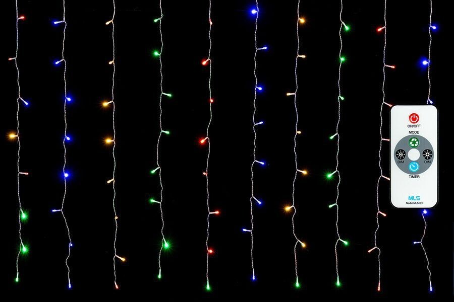 Tenda Luminosa Decorazione Natale 192 Led Luci Natalizie Multicolore bal