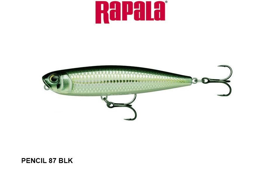 RAPALA PXR87 PENCIL 87 WTD COLORE BLK  12 GR  WALKING THE DOG  8.7 CM SPINNING