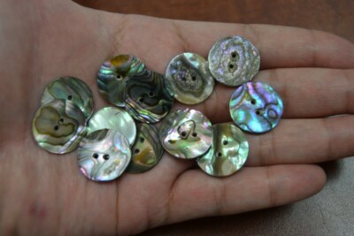 24 PCS ROUND ABALONE SHELL BLANK SEWING BUTTONS 20MM #2291