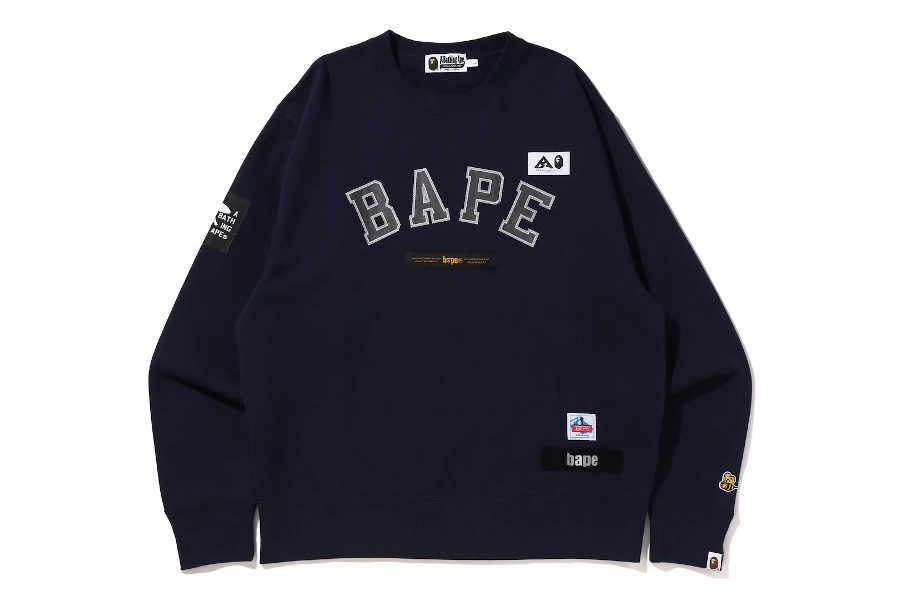 Pre-owned Bape Sale A Bathing Ape Men's Crewneck Sweatshirt  Multi Label Motif Japan In Beige