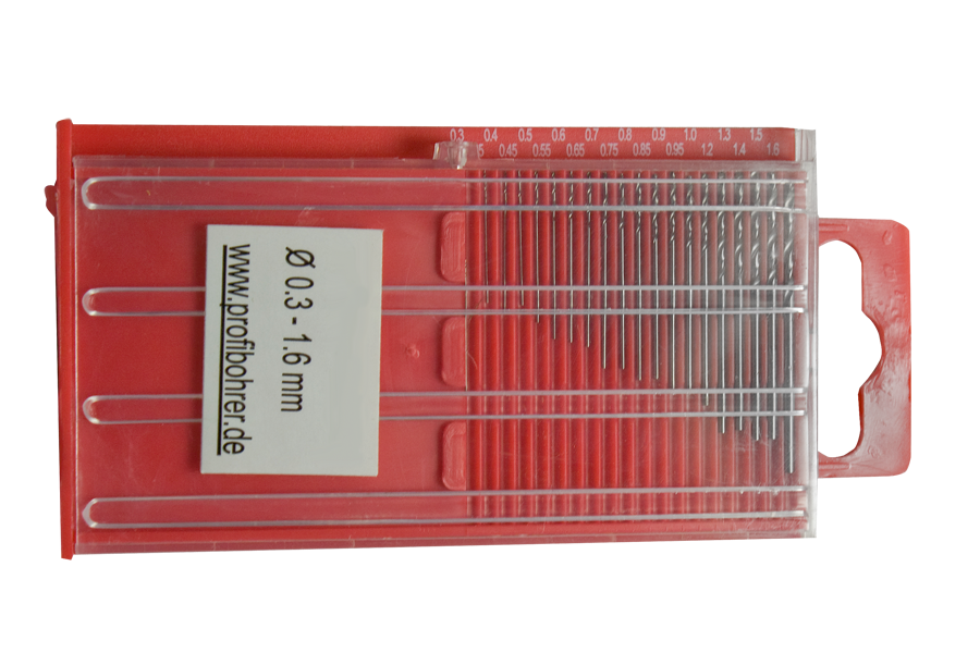 Serie di 20 pezzi punta elicoidale per metallo in HSS Ø 0,3-1,6mm