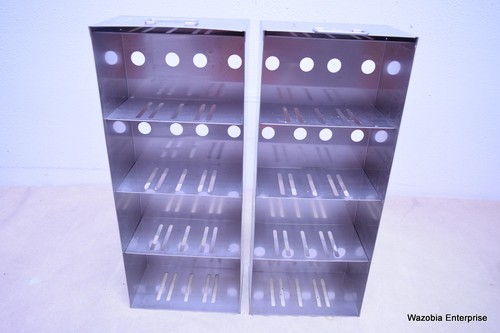 2 STAINLESS STEEL LABORATORY CRYO STORAGE FREEZER RACK