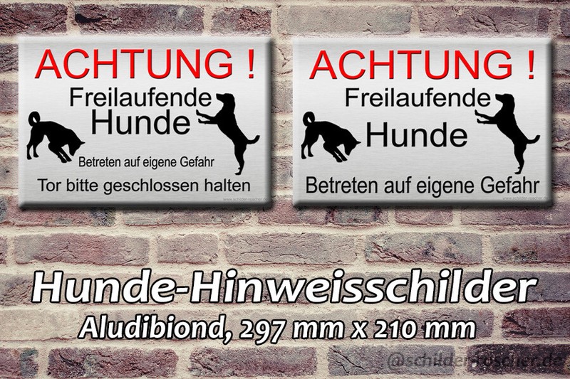 Achtung Freilaufende Hunde/ Betreten Auf Eigene Gefahr / Tor Geschlossen Halten