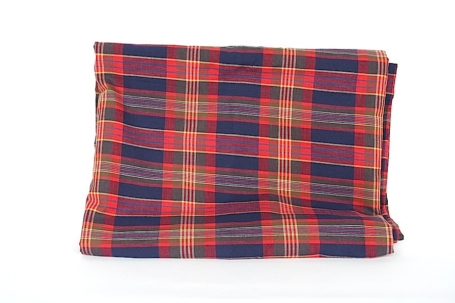 VINTAGE Fabric TARTAN PLAID Blue Red Yellow Fabric 3yds+ 57